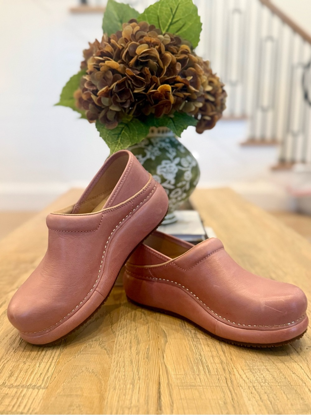 NWOB-Dansko Platform Pro Coral Leather Clogs Size 38